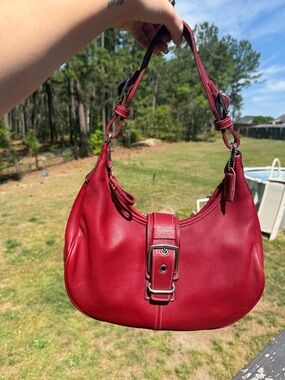 Vintage Coach Hamptons Leather Buckle Hobo